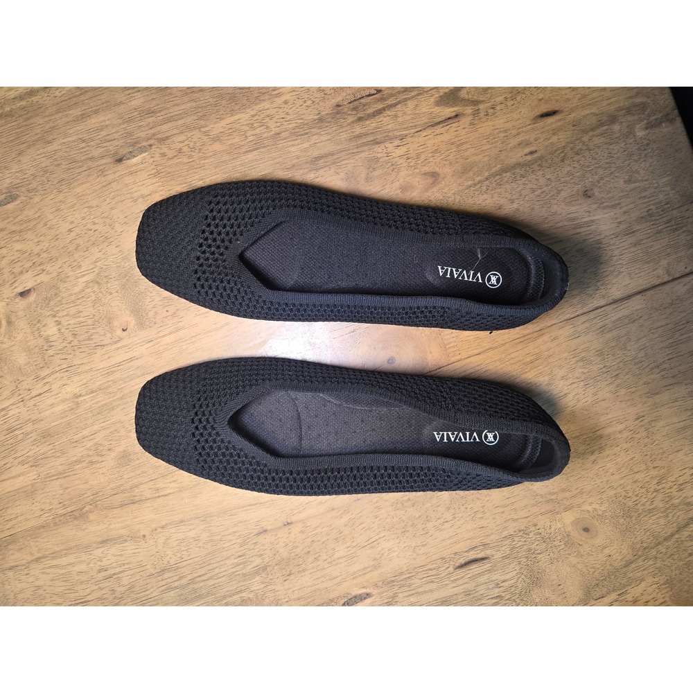 Vivaia Margot 2.0 Black Square Toe Knit Ballet Flats Size 43 Sustainable Shoes